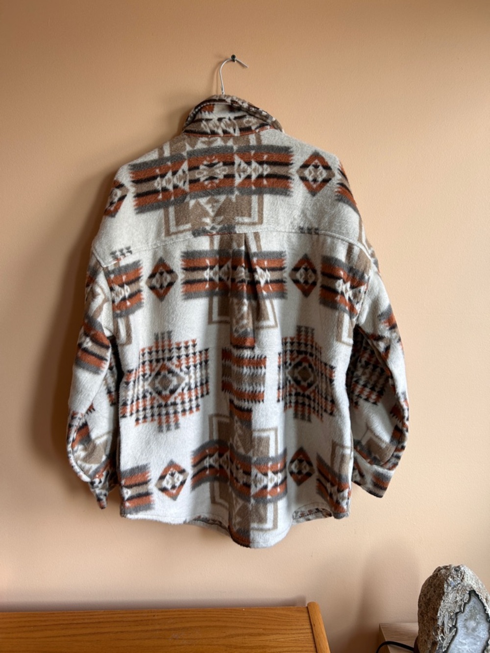 Southwestern Print Button-Up Shacket in Cream & Brown (NWT) - Picture 4 of 9
